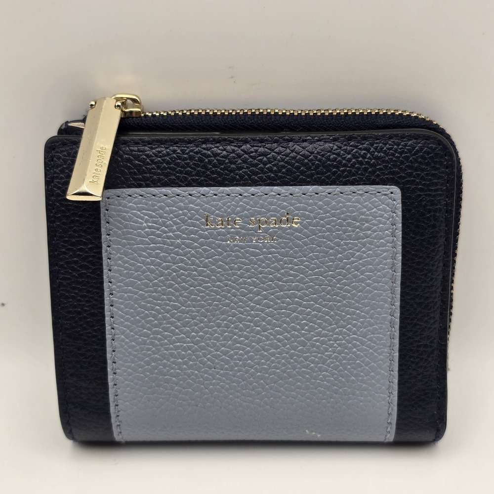 Kate Spade New York Margaux Small Bifold Wallet Two Tone Blue Refined Grain